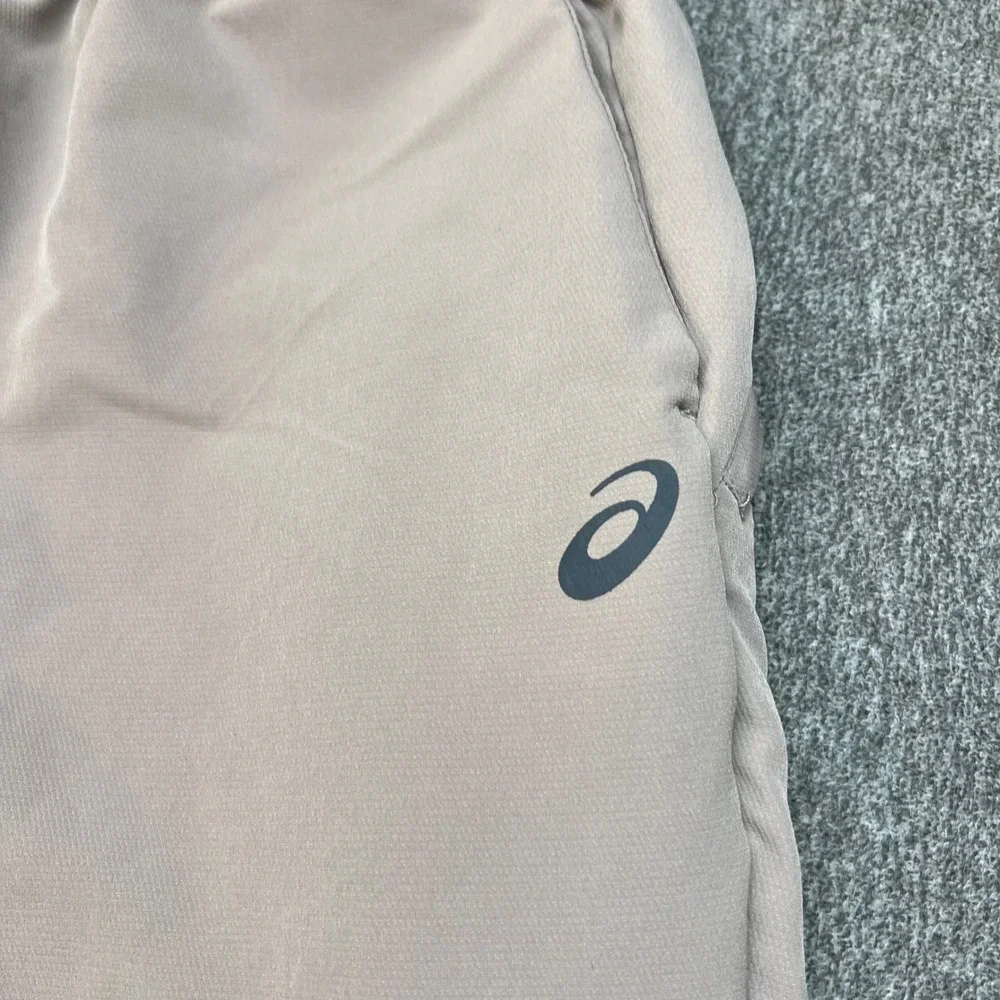 Asics Mens Athletic Jogger Pants Tan Taupe Elastic Waist Training Medium